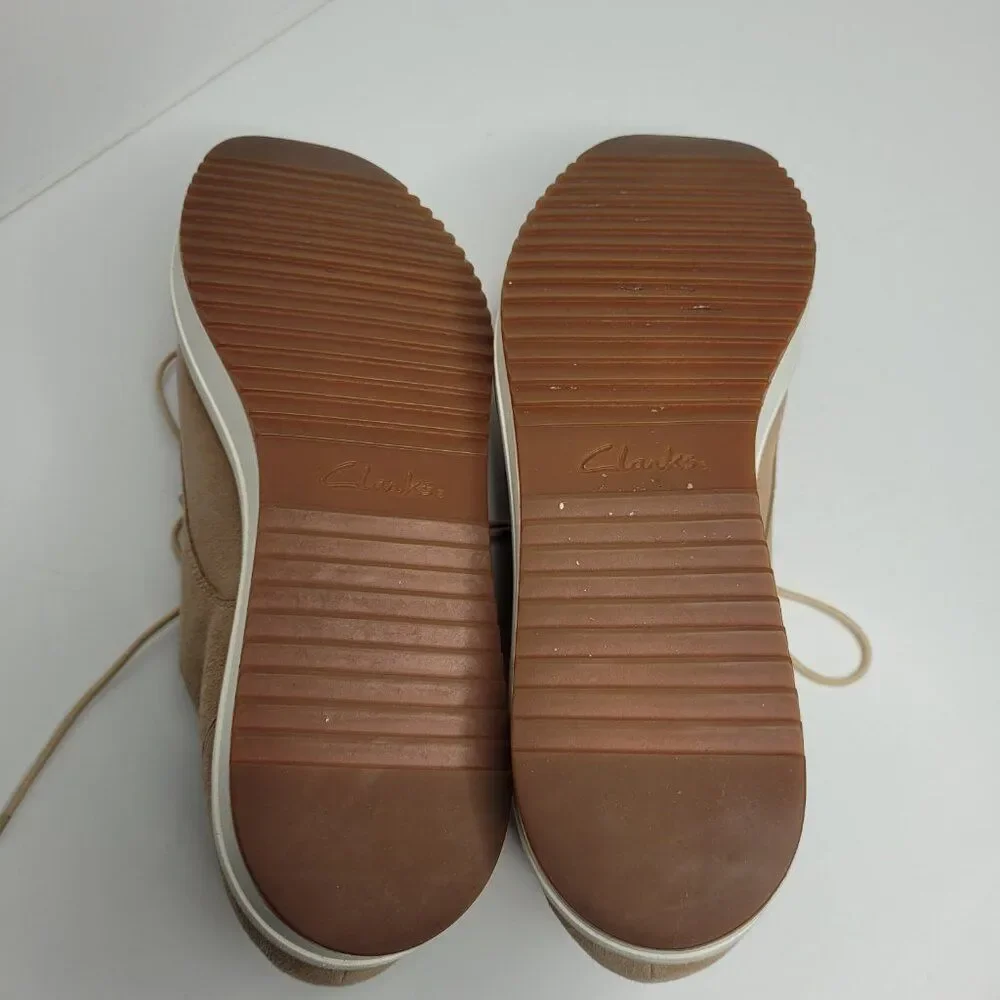 Clarks Teadale Rhea Women's Taupe Suede Lace Up Oxford Sneaker Size 10